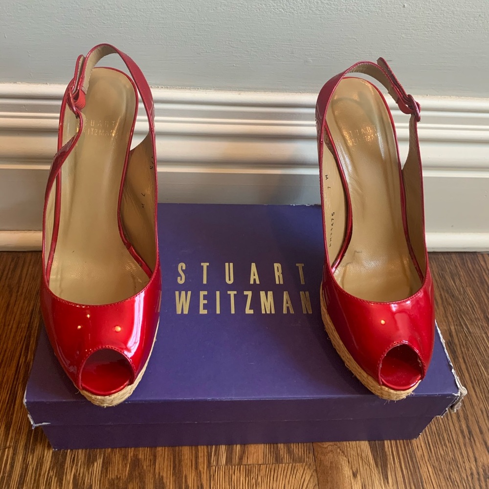 Red Patent Leather Stuart Weizmann Heels